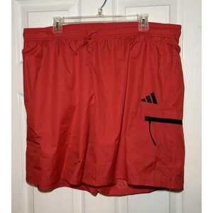 Adidas Mens Multi Sport Shorts Pure Ruby Red Zipper Cargo Pocket JF3281 2XL NEW
